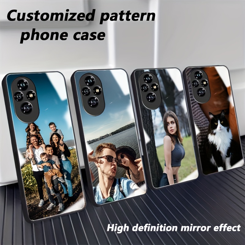 

Coque de téléphone portable personnalisée avec motif photo, aspect miroir acrylique, haute définition, bord souple noir, compatible avec Honor 200/100/90/Pro/Lite/Smart