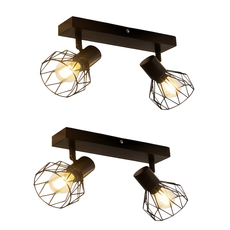 Adjustable Spot Light Fittings for Ceilings, Matt Black Wire Cage