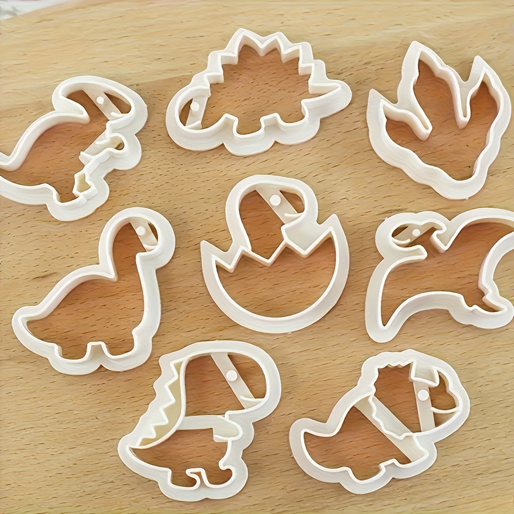 Image of 8pcs Cute Dinosaur Biscuit Molds, 8pcs Dinosaur Pattern Baking And Cake Decorating Tools, Parent-child Handmade Dessert Artifact, Suitable For Family Gatherings And Party Decoration