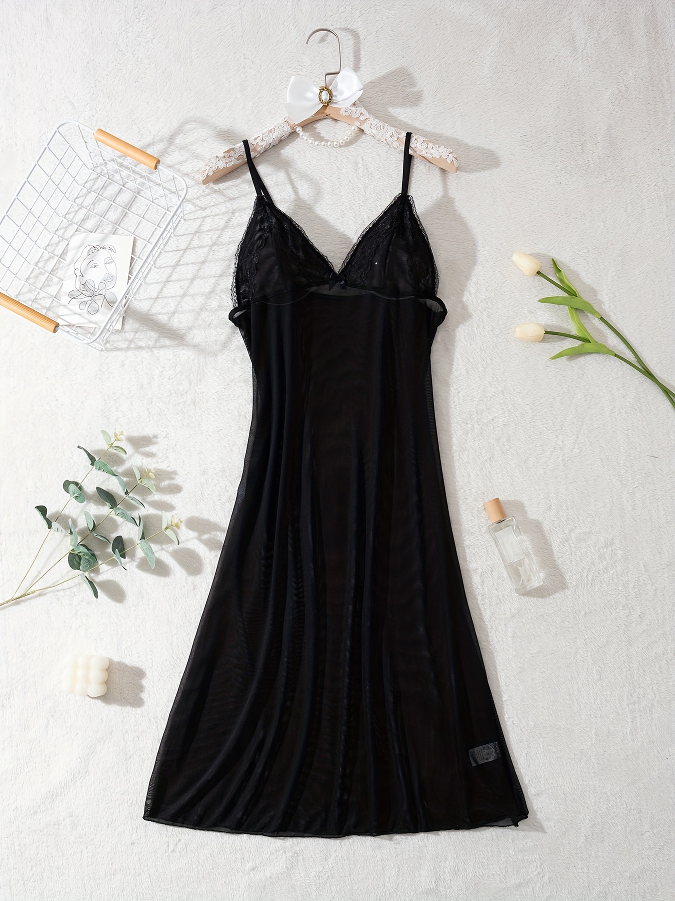 chinese dress ladies Black Lace Slip Dress – Lisa N. Hoang main image 0