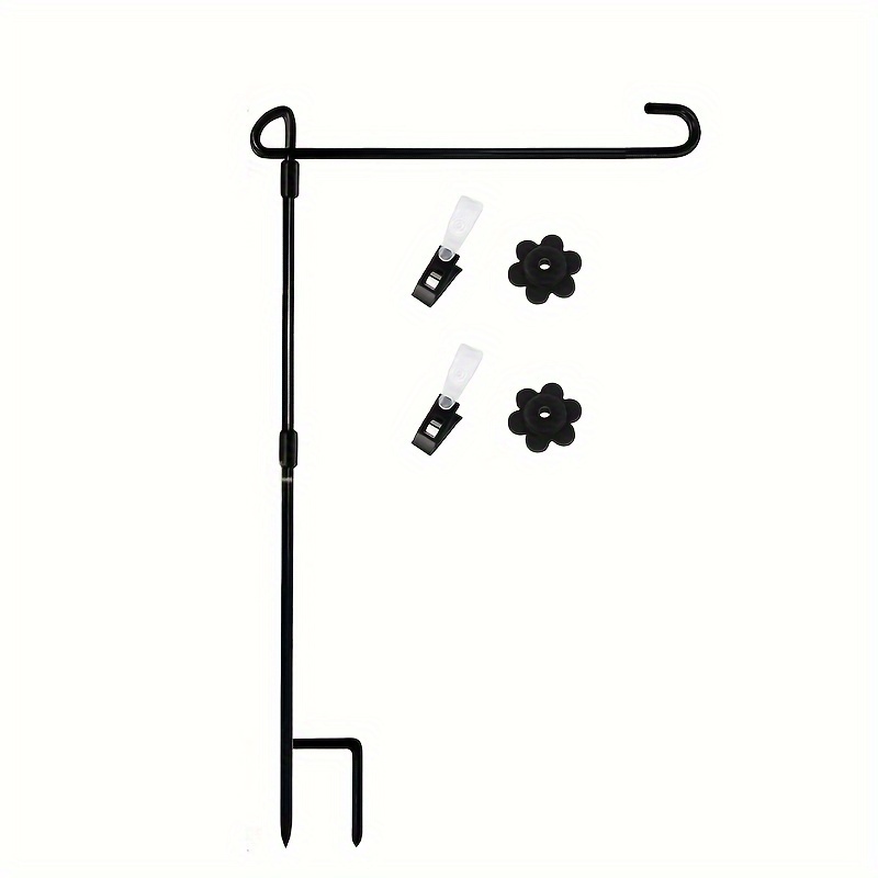 Image of A Set Of Garden Flag Stands With Weather-resistant Flagpoles And Shepherd Hooks For Outdoor Decoration In The Yard And Lawn