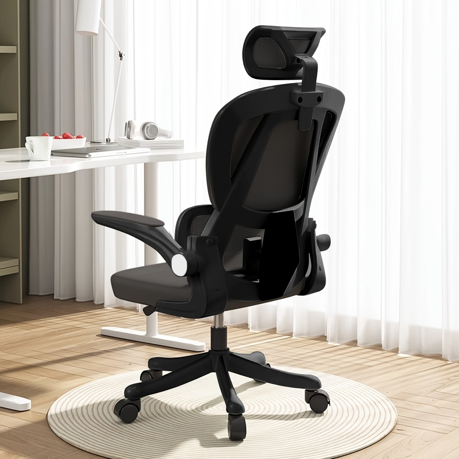 

1pc Ergonomic Office Chair Comfort Home Desk Chair Adjustable High Back Mesh Chair Lumbar Support Computer Chair With Flip-up Arms For Work