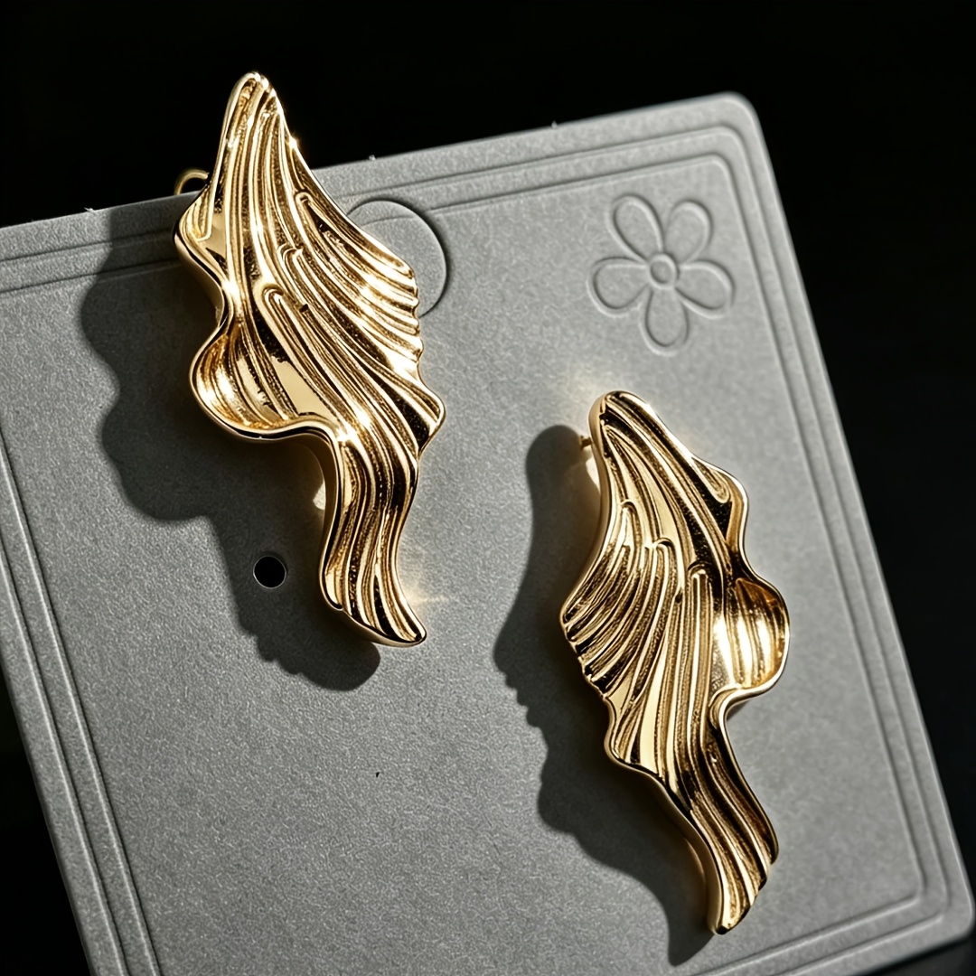 TEMU 1 paar unieke oorbellen met bladmotief, eenvoudige glanzende geometrische sieraden, elegant en temperamentvol, geschikt voor damesbanketten en
