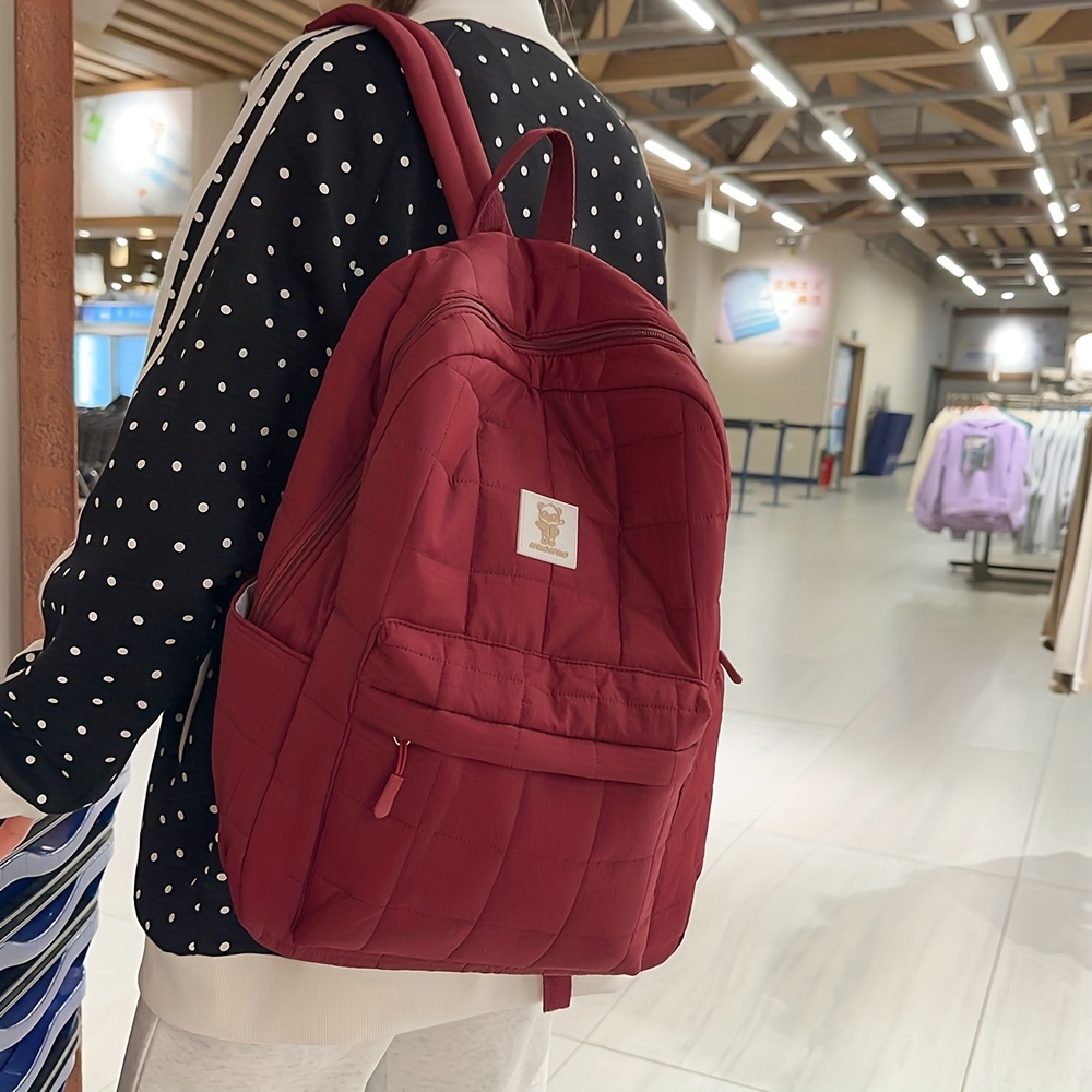 Soft Quilted Puffer Backpack Lightweight Nylon Casual Shoulder Bag_voghion.com