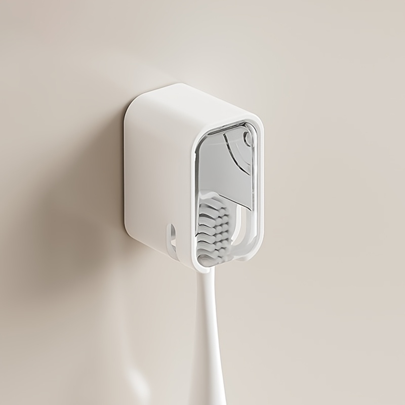 TEMU 1 porte-brosse à dents avec couvercle, boîte anti-poussière, support mural pour brosse à dents électrique perçage