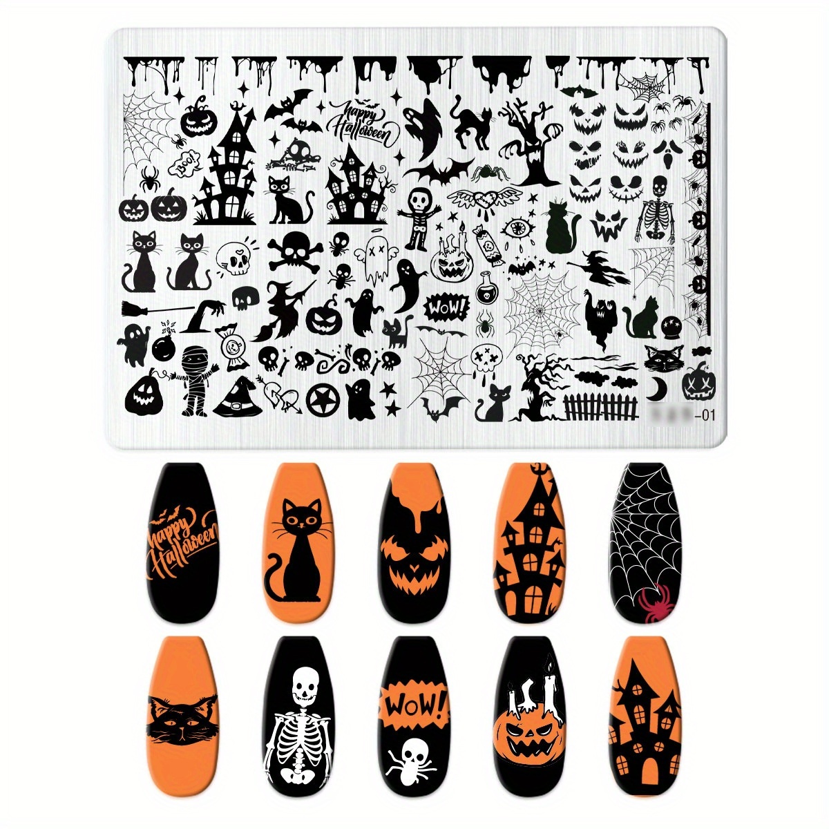 Image of 1pc Halloween Nail Art Steel Plate Dark Nail Stamping Template Mold