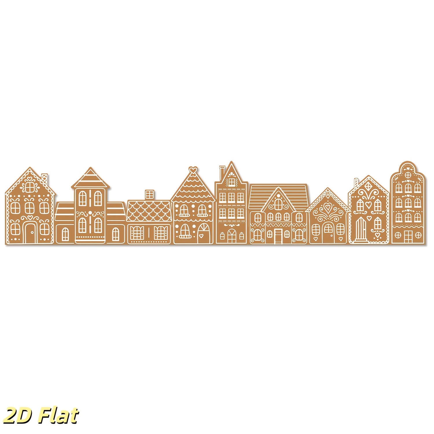 TEMU Toile de fond photo de Noël 2D plate, 2D plate - 2D plate, 2D plate - 1pc, motif de bande longue silhouette de maison d'épices imprimée en 2D,
