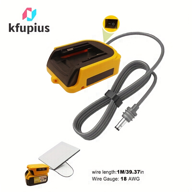 Adaptateur secteur pour Starlink Mini, compatible avec les batteries 'DW' 18/20V, doté d'un interrupteur de puissance, et livré avec un câble DC 18AWG de 3,28 pieds (environ 1 mètre)