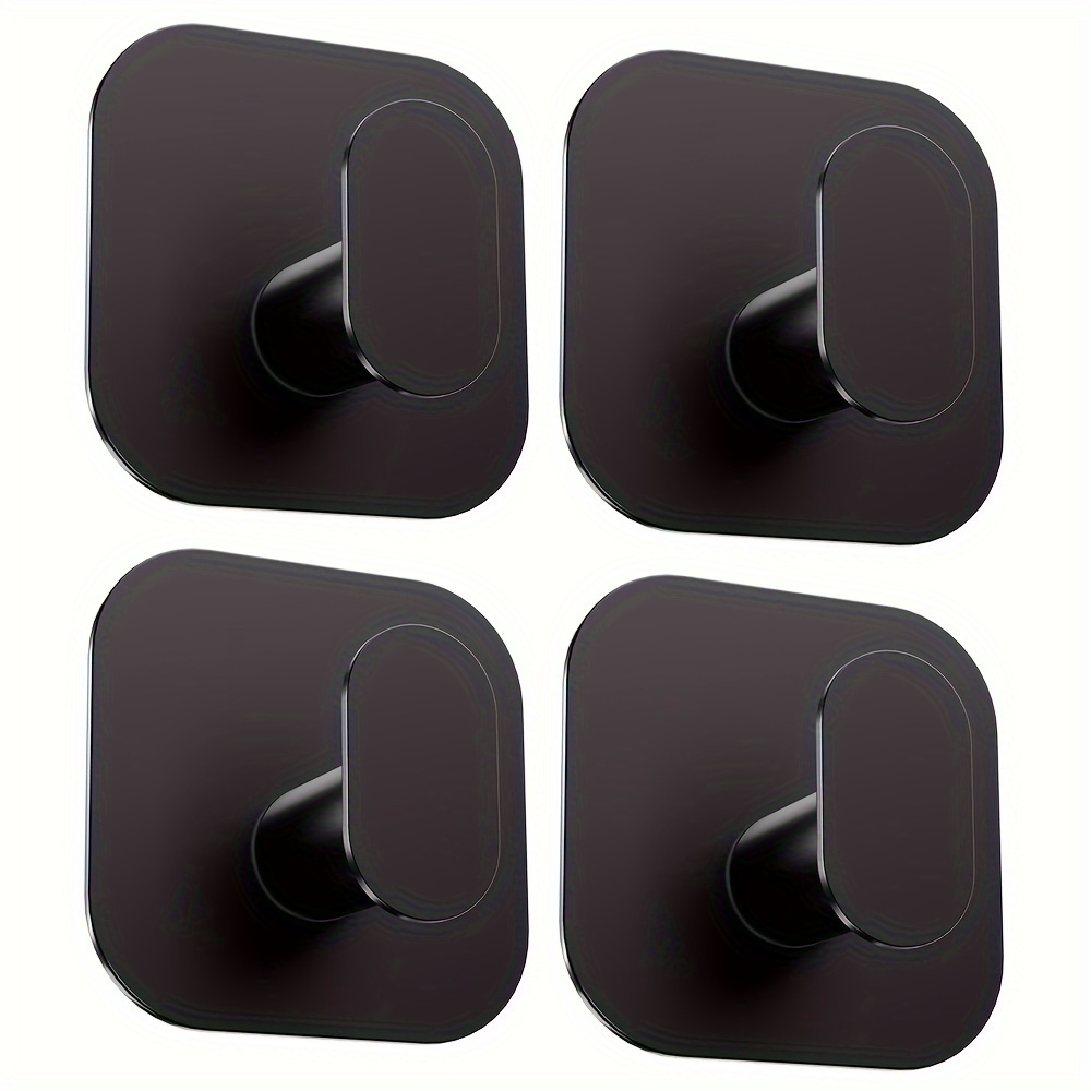 

4pcs Aikzik Adhesive Hooks, Towel Coat Hooks, Strong Adhesive Wall Hooks, Max 18lb Load Sticky Hooks For Bathroom, Bedroom, Kitchen, Waterproof & No-drilling, Stainless Steel, Black