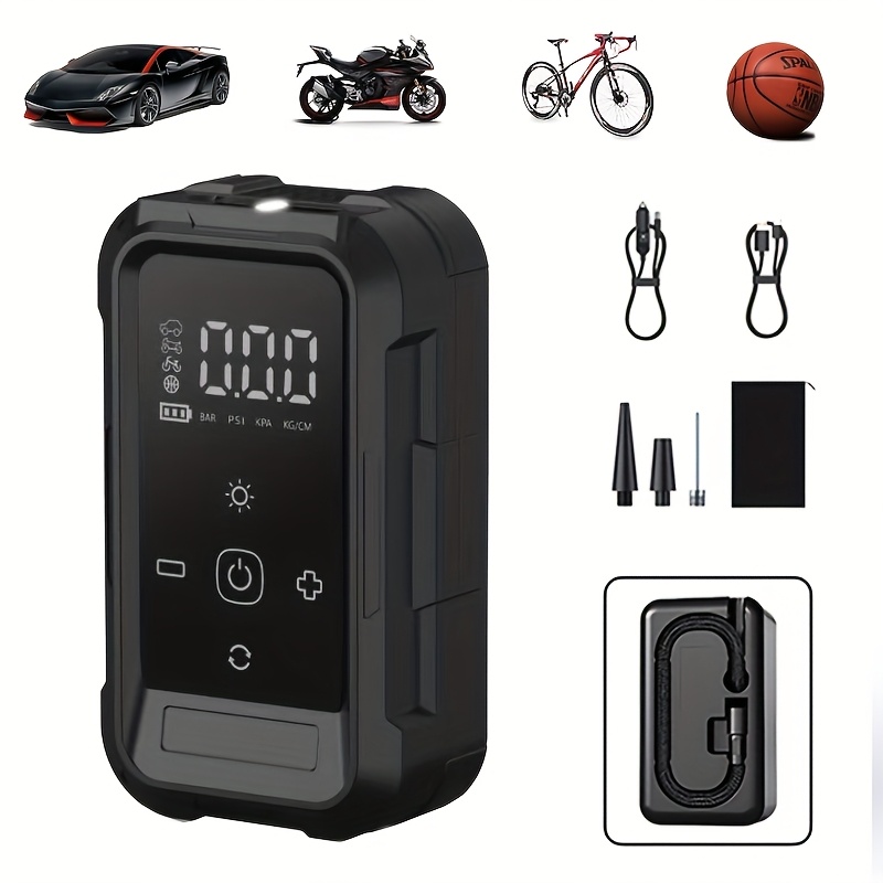 TEMU Tire Inflator Portable Air Compressor Car Tire Inflator, Portable Air Compressor With Tire Pressure Gauge And Led Light, Smart Wireless Tire