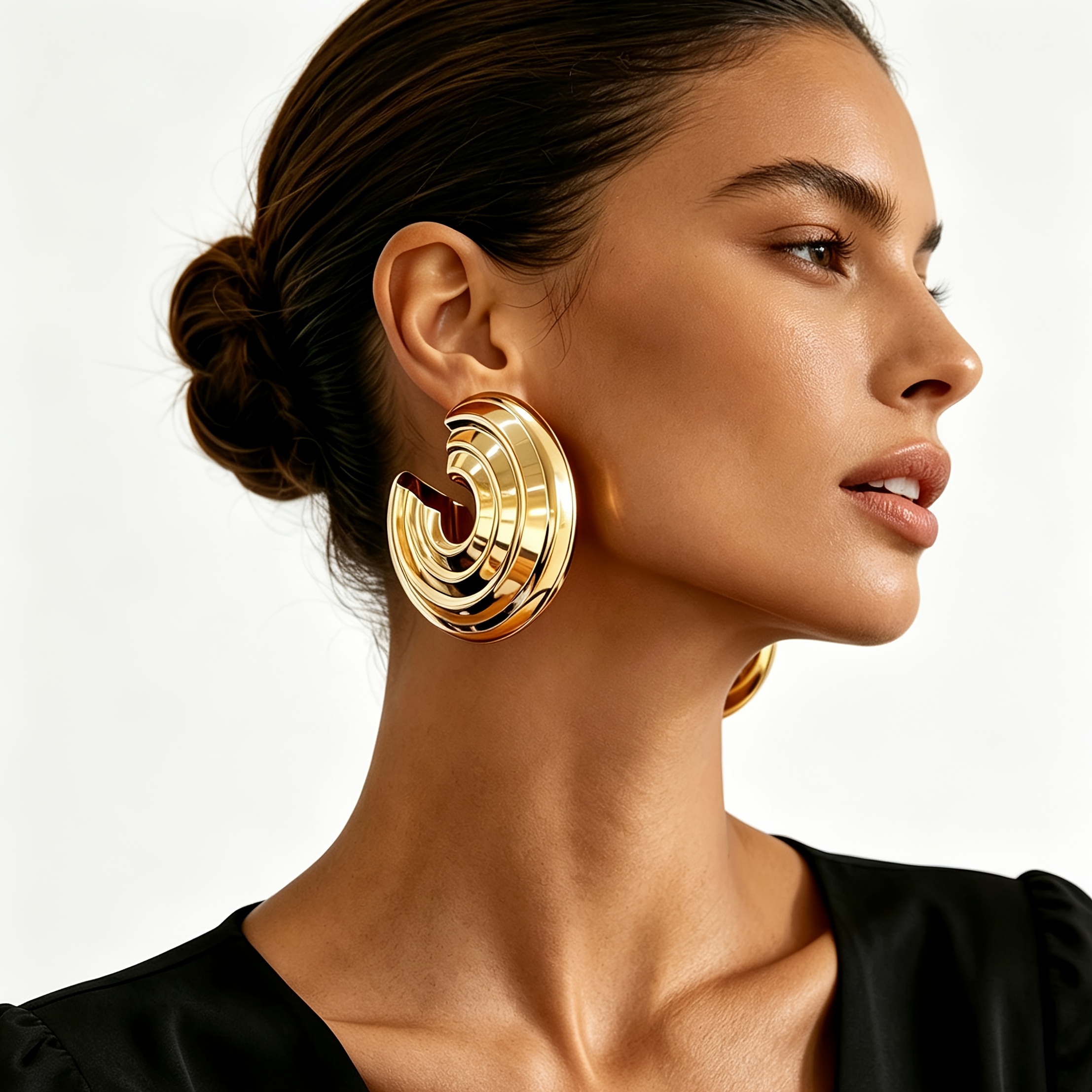 Women's 3D Geometric Circular Imitation Vortex Spiral Hoop Earrings