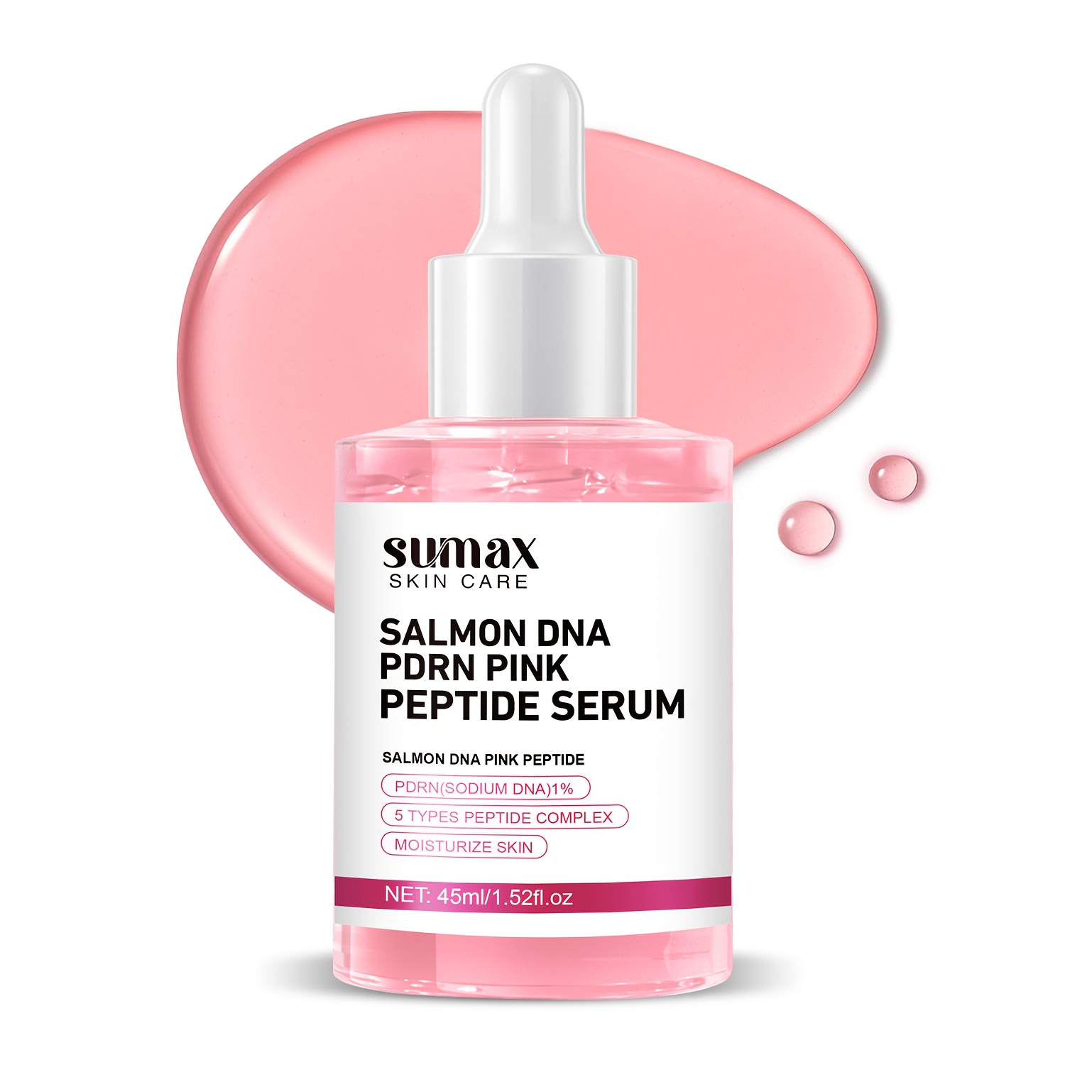 SUMAX Salmon Pink Peptide Skin Essence Is a Moisturizing Facial Essence with Salmon Oil And Various Peptide Molecules, Designed Specifically for Dry Skin During The Autumn And Winter Seasons, with a Volume of 1.52 Fl. Oz