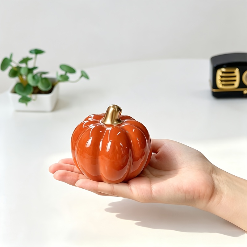 TEMU 1 pièce, Collection d'ornements citrouilles en céramique de grande valeur de style nordique - 3 styles disponibles, Ornement décoratif et de