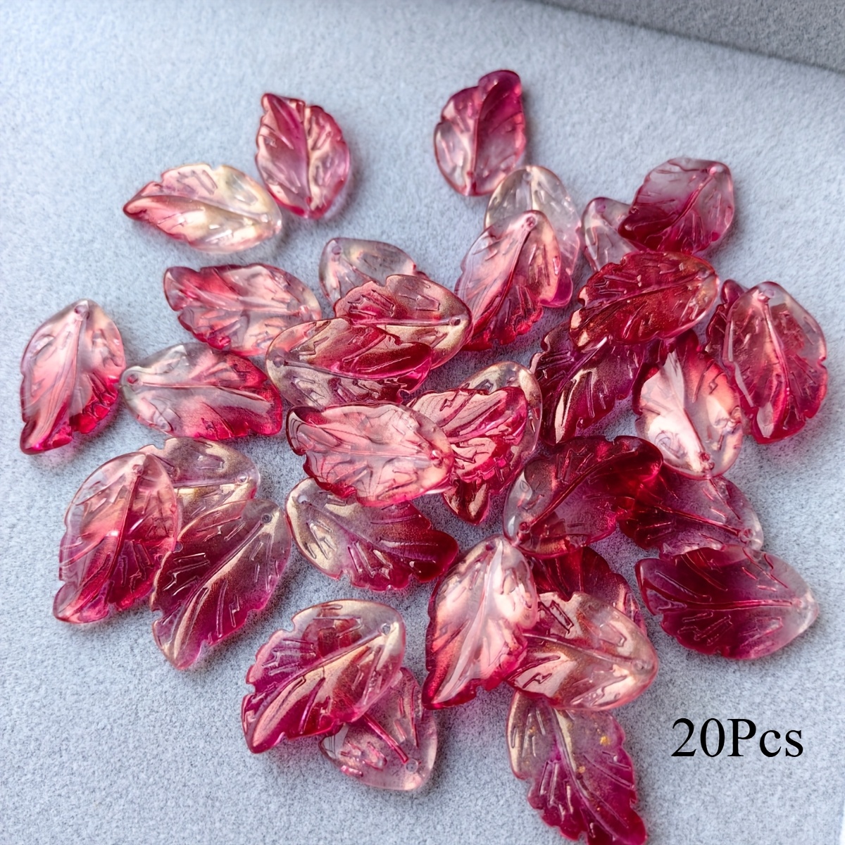 E-shop 20 Stück Glasblattperlen Handgefertigtes Schmuckset 16*27mm Federform Blatt Geeignet zum Schmuckherstellen, Haarverzierungen, Ohrringen,