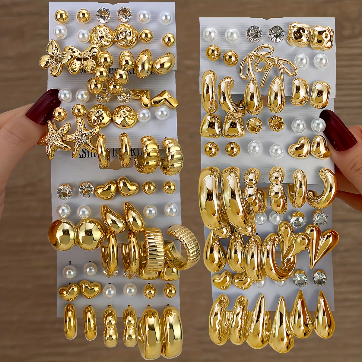 18/28/46/64/72pcs Set Heart-Shaped Artificial Imitation Pearl * Earrings with Bow, * CCB Material, Exquisite Light Luxury Irregular Women's Earrings, Perfect Gift for Christmas and Daily Wear, Women's Accessories