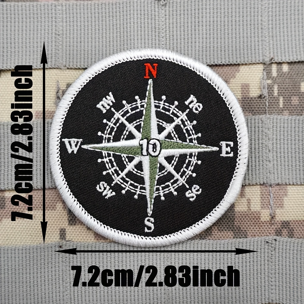 1pc Round Compass Embroidery Cloth Patch Vest /suspender Badge Embroidery Hook Fixed Backing Backpack Sticker Clothing Patch