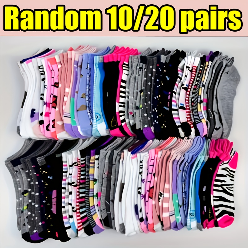 10 pairs 20 pairs of   colored cartoon graffiti pattern ankle socks comfortable and breathable short socks womens stockings and socks