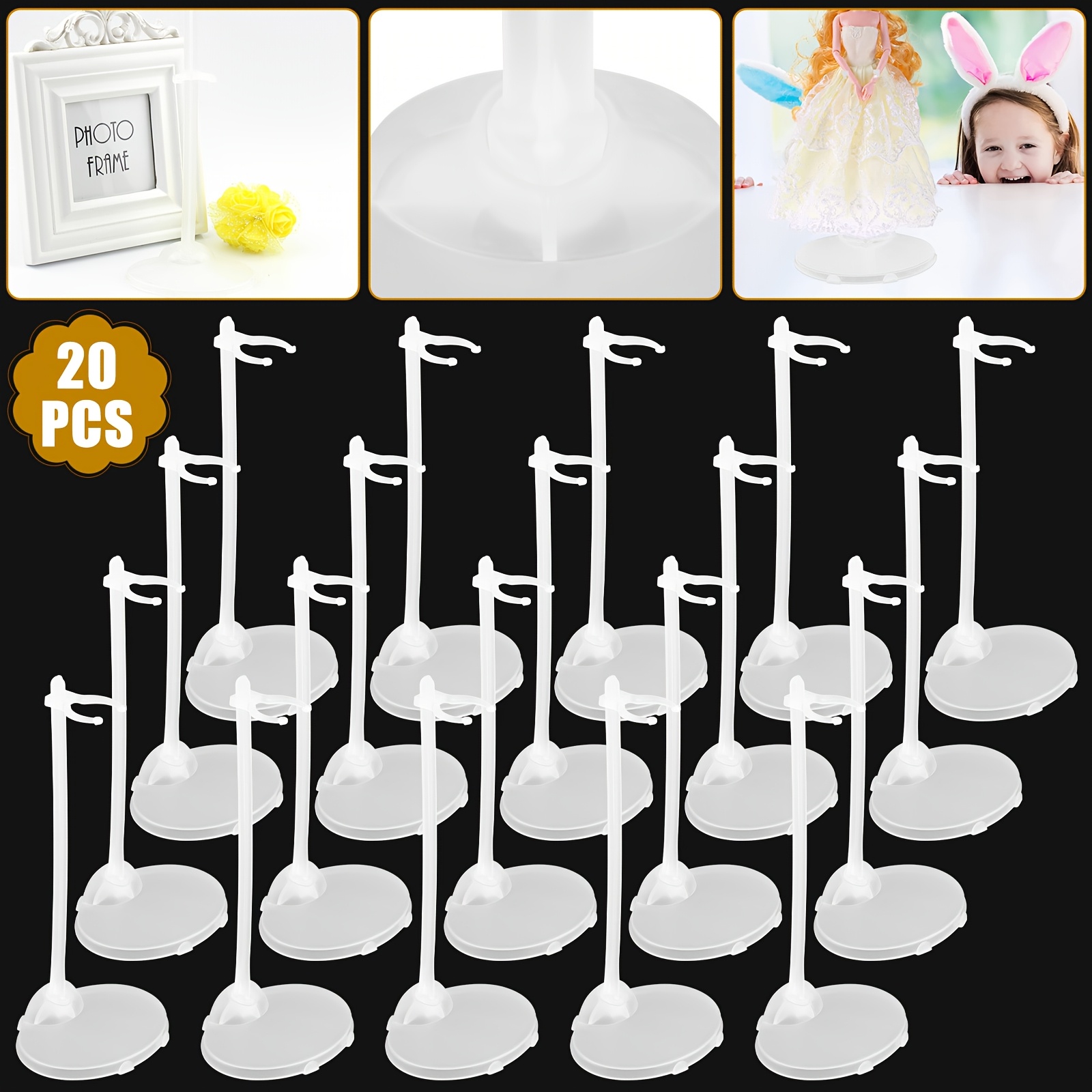 

20pcs Adjustable Doll Display Stands For 11-13" Action Figures - Plastic, Customizable Height & Waist Support