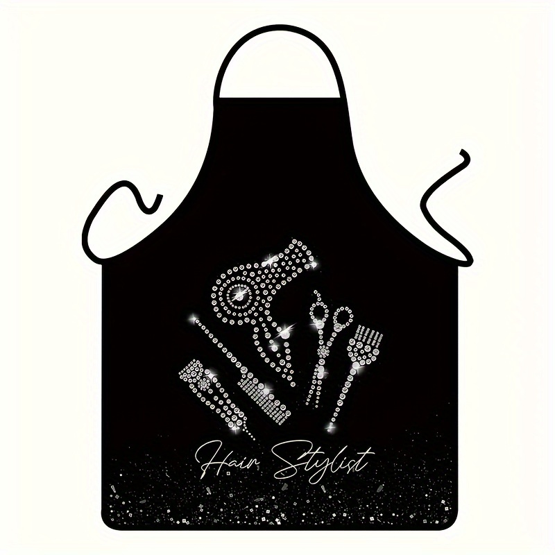 

1pc Stylish Hair Stylist Graphic Print Apron, Adjustable Size Polyester Woven Work Apron For Hairdressers, Fashionable Gardening Apron, Ideal Gift.