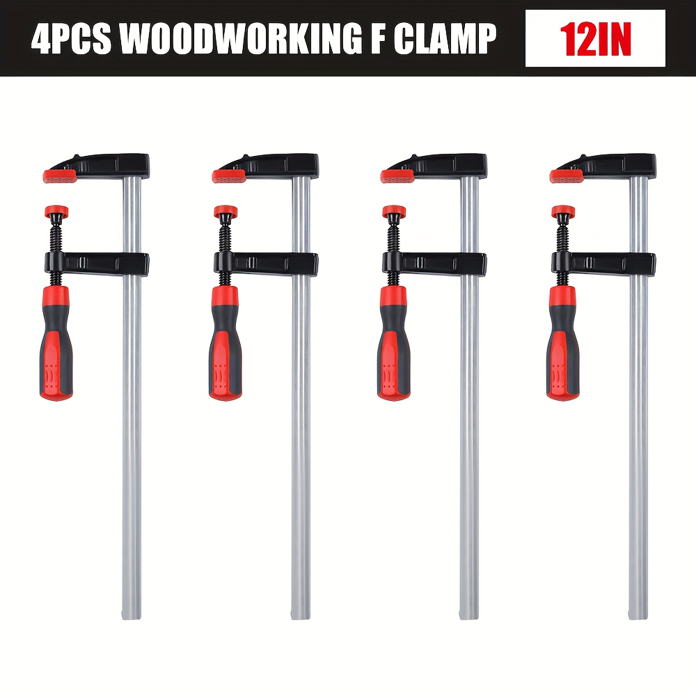 E-shop 4er-Set 6"/12" Schraubzwänze für Holzbearbeitung, Hochkohlenstoffstahl F-Zwänge Set, Schnellgleitend, Handwerkzeugset für Holzarbeiten, Geeignet