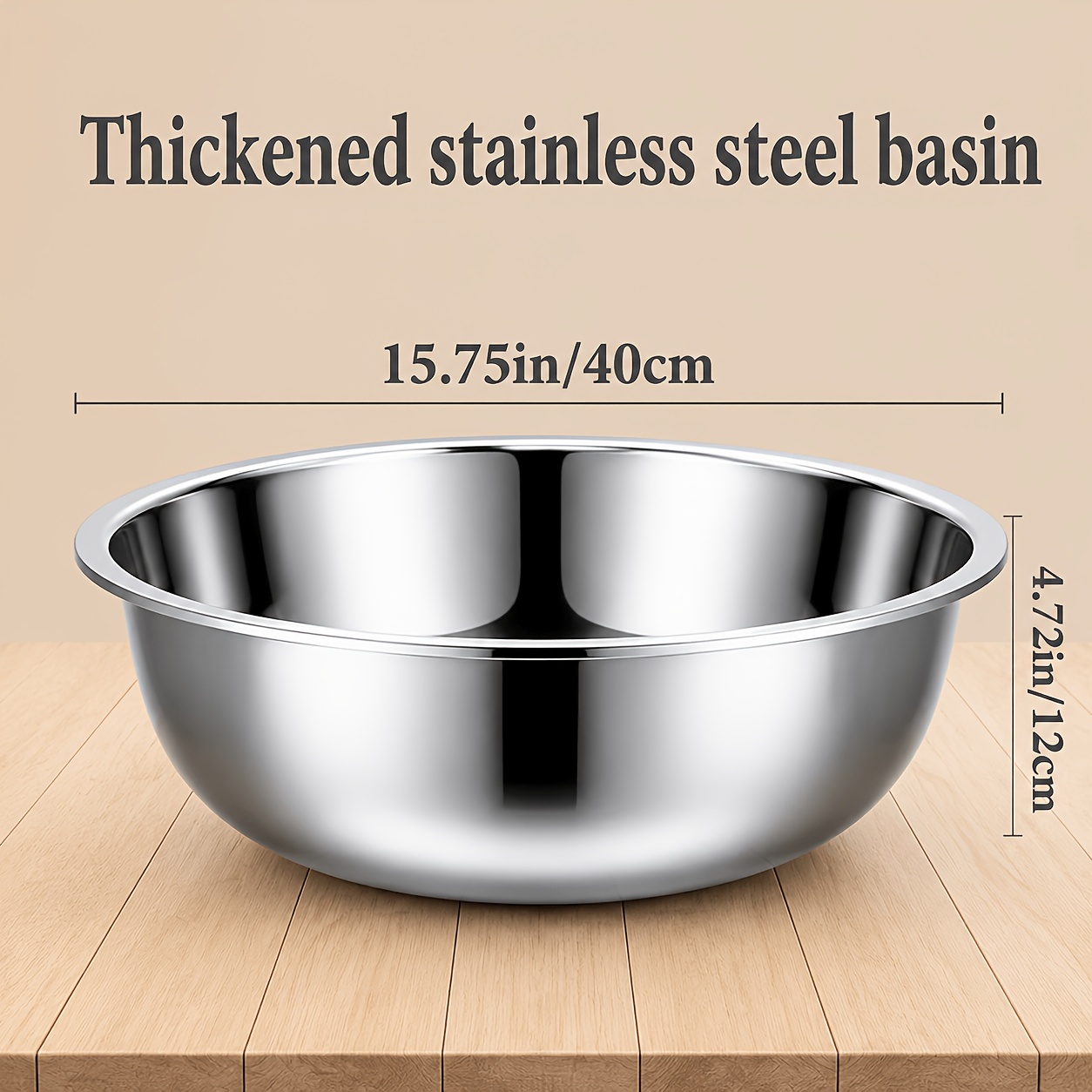 TEMU 16 Inch Stainless Steel Mixing Bowl With Stand Base Rust Resistant Large Salad Bowl Fruit Vegetable Washing Basin Draining Tray And Soaking Tub