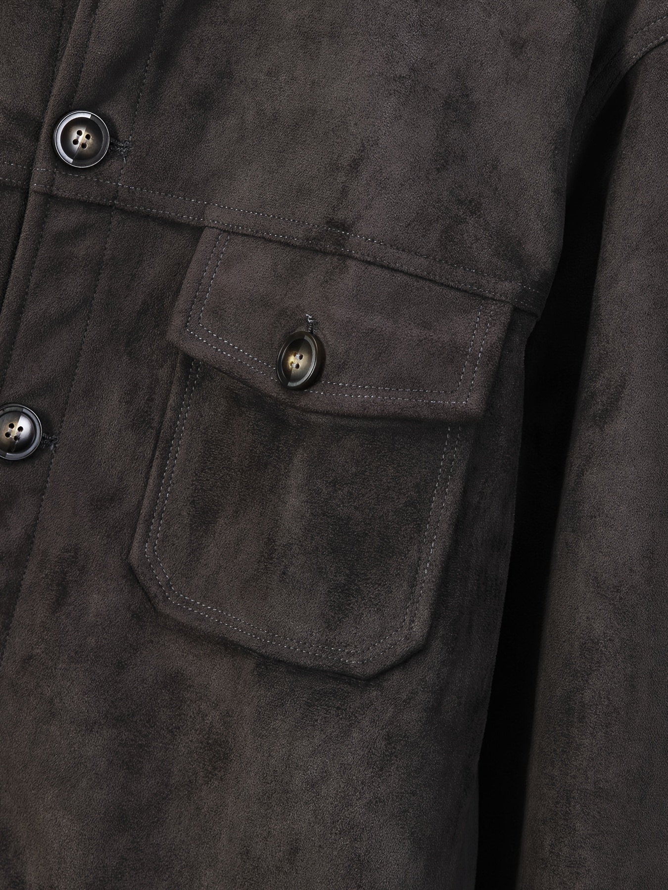 mens casual jacket with pockets featuring long sleeves and a stand collar with buttons details 3