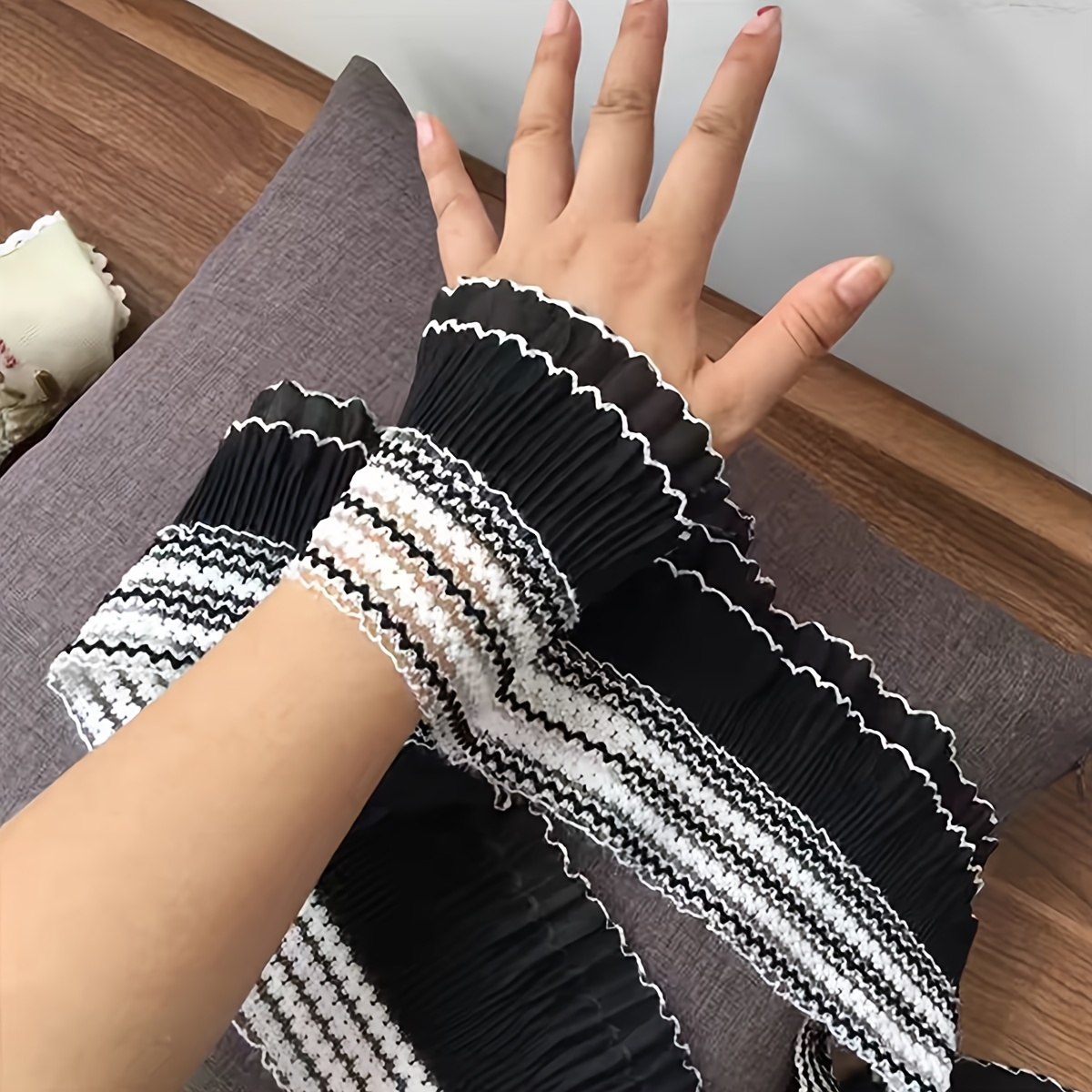 E-shop 1 Rolle/, 11 cm breite dehnbare Chiffon-Spitze, geeignet für Saumleisten, Bekleidungsbesätze, Bekleidungszubehör, DIY-Handstoffmaterialien,