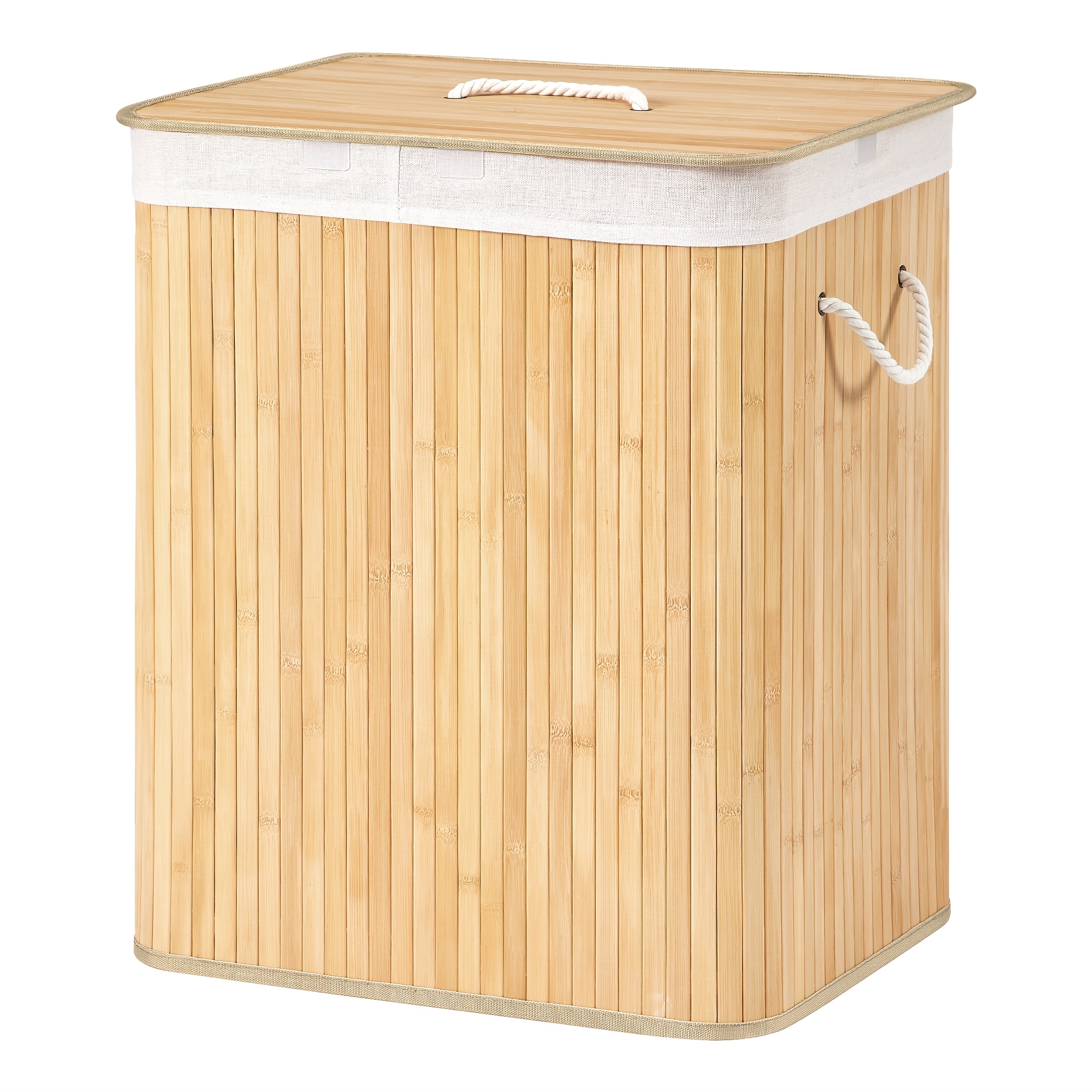 TEMU Cesto para sucia con , 120L, cesto de bambú de 2 secciones, cesta de almacenamiento plegable con bolsas interiores extraíbles y lavables a