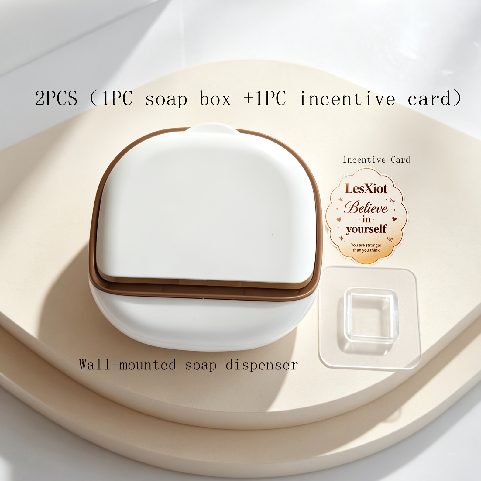 TEMU 2pcs (1pc Soap Box And 1pc Motivational Card) Wall-mounted No-drill Soap Dish Shelf, Soap Box, Bathroom Home Drainage High-end Storage For Box,