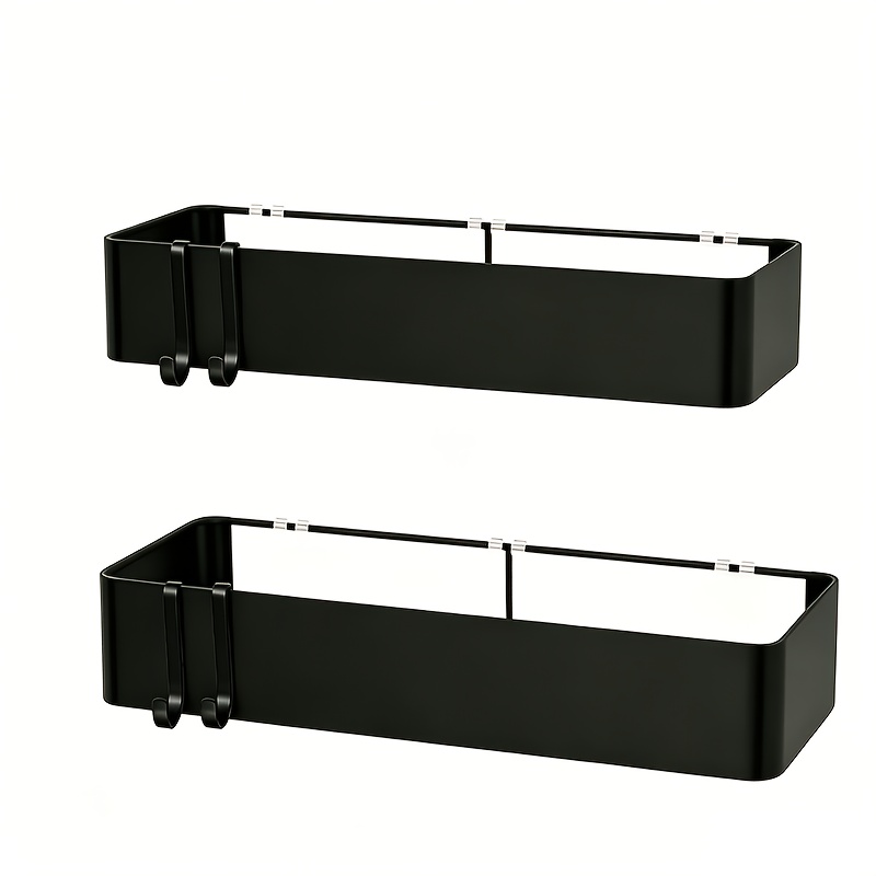 TEMU 2pcs Large Adhesive Shower Caddy With No Drill Installation - Rustproof Carbon Bathroom Shelves, Heavy-duty Organizer Suitable For Bathtub,