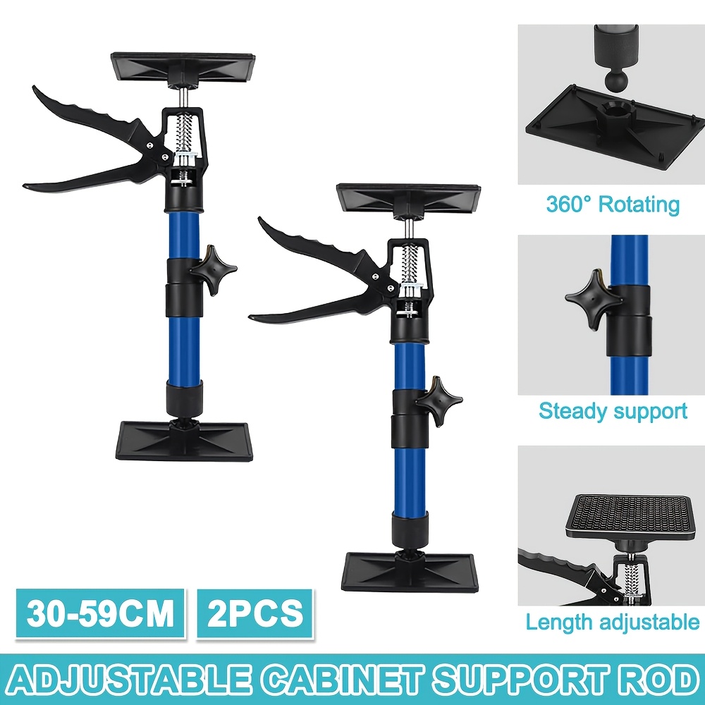 TEMU [ Adjustable Support Pole] 2pcs Labor-saving Arm | Multifunctional Cabinet Installation Support Rods With A Rotating Non-slip Base | Wall Tile