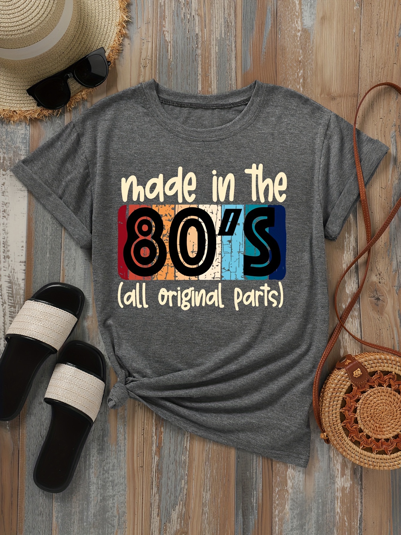 Letter Print T-shirt, Short Sleeve Crew Neck Casual Top For Summer & Spring, Women's Clothing