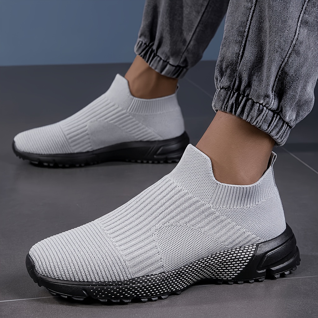 TEMU Men's Lightweight Breathable Mesh Sneakers - Slip-on Casual Shoes With A Slip-on Design, Color- Style, Comfortable Fabric Lining, Suitable For -