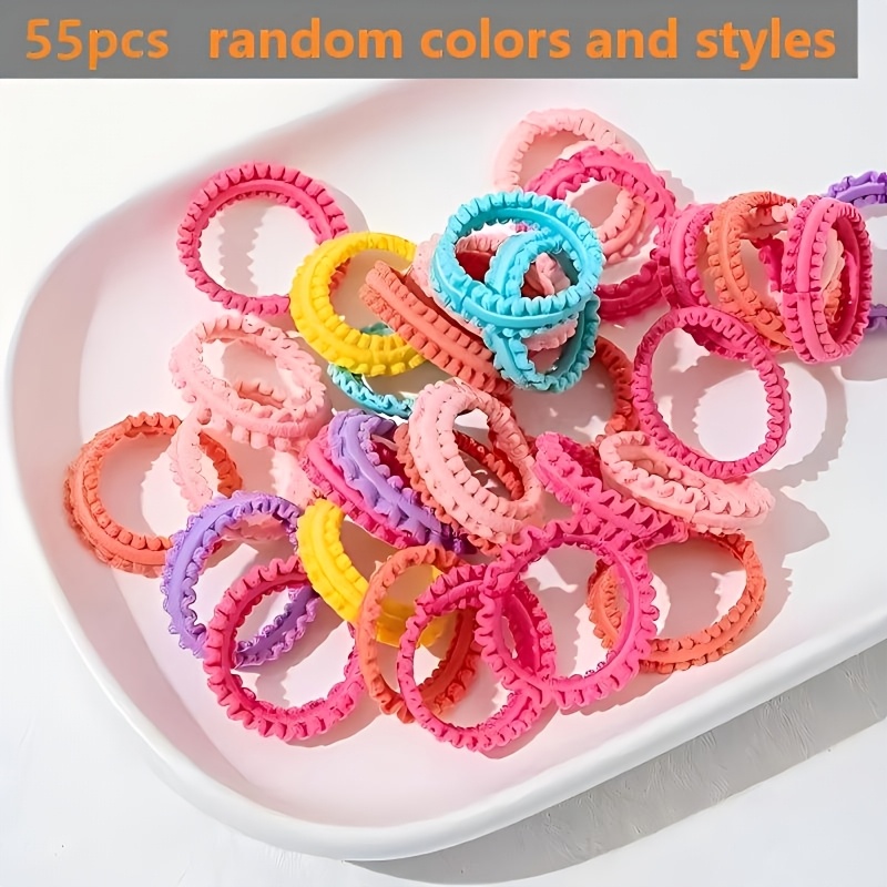 TEMU 55pcs Random Color Lace Thumb Rings, Multicolor Non-damaging Hair Ties, Multi-functional Small Hair Bands, Hair Rings, Hair Ropes, Additions,