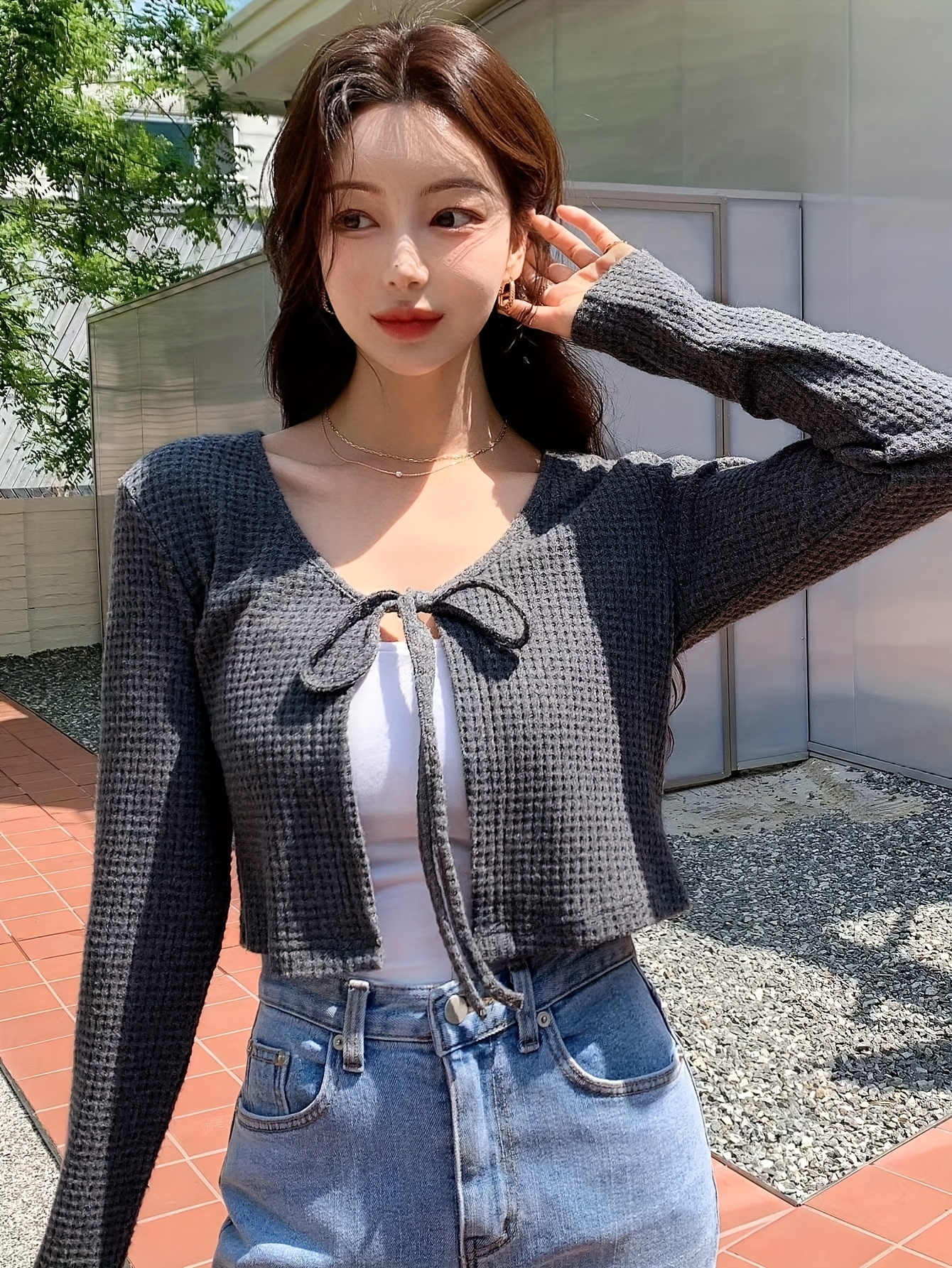 women's chic open front cardigan lightweight sweater summer Temu