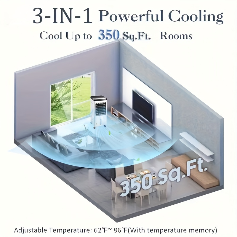 Portable Cooling Fan, 1800 CFM Evaporative Air Conditioner, 3-In-1... product image 6