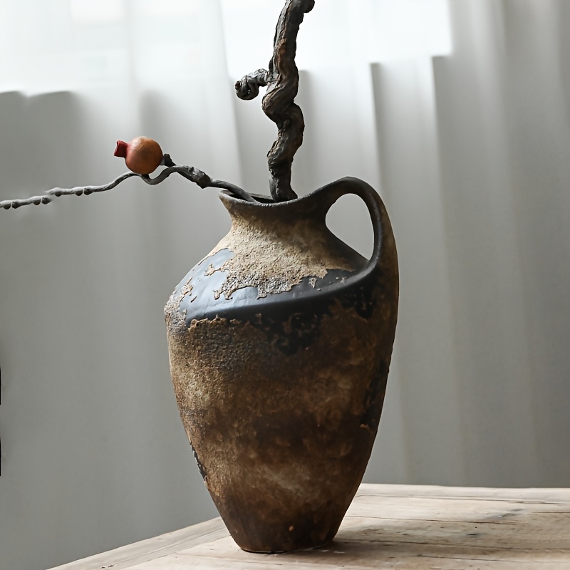 Charming Country-Style Vase - Handle Design, Perfect for Living Room, Entryway, and Kitchen Decor | Ideal for Halloween, Christmas, New Year, and Everyday Elegance