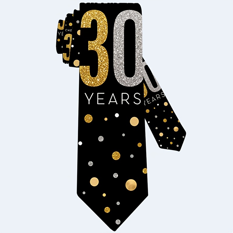 TEMU 1pc, Themed Design For A 30th Birthday Party Necktie, Ideal For Celebrations, Festive Occasions, And Everyday Wear, A Fashionable Holiday