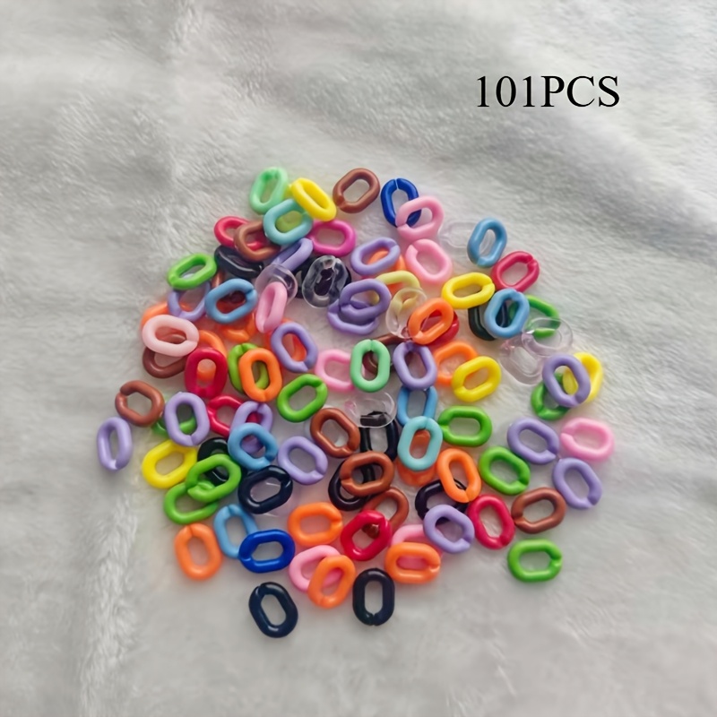 TEMU 101 pezzi di chiusure a catena in acrilico 20x14mm, colori assortiti casuali, chiusure a maglie di catena colorate, portachiavi, ciondolo per