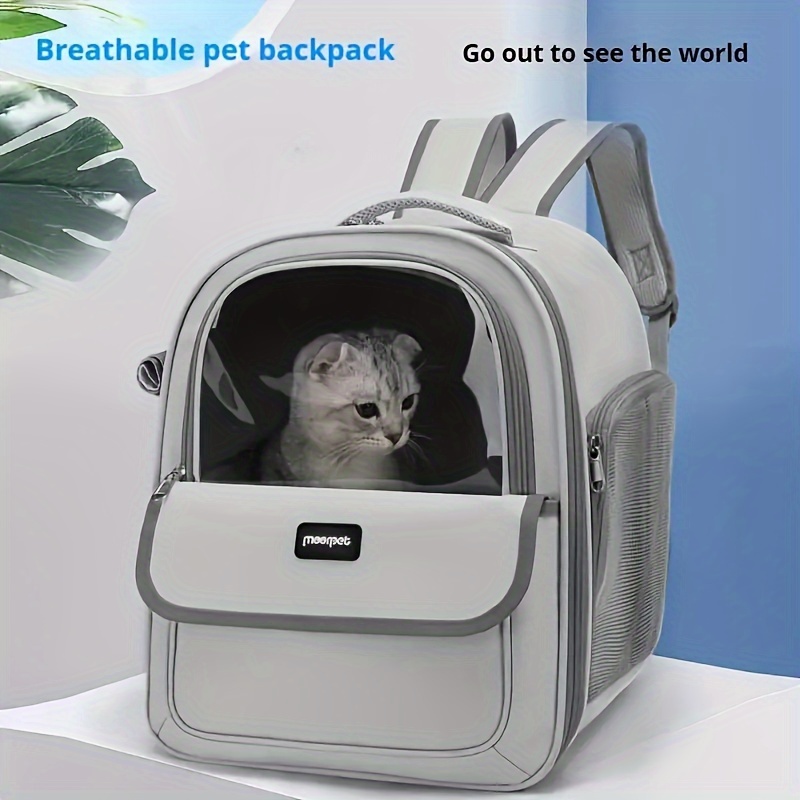 

Breathable Large-capacity Cat Backpack Carrier With Side Opening - Pvc, Zip Closure For