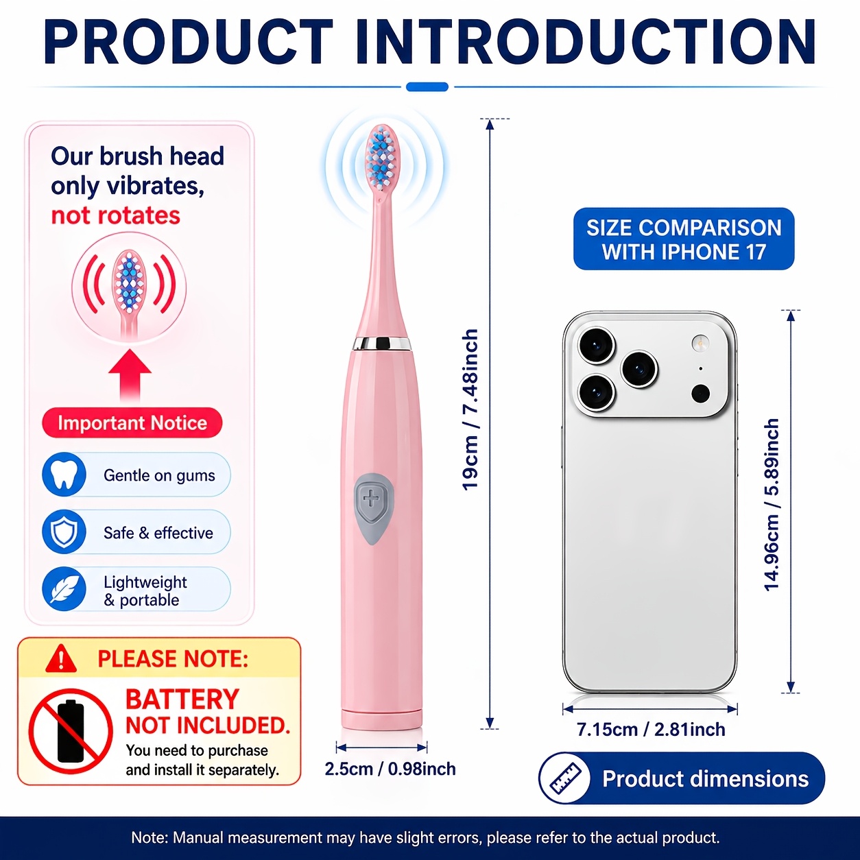 Travel-Friendly Electric Toothbrush with Interchangeable Brush Heads