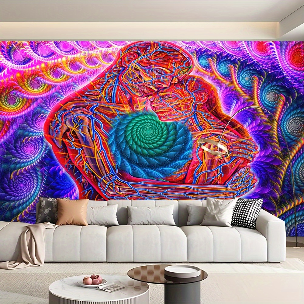 

Artistic Tapestry - Polyester Blacklight Reactive Wall Hanging For Living Room, Bedroom & Dorm Decor | Includes Free Installation Kit