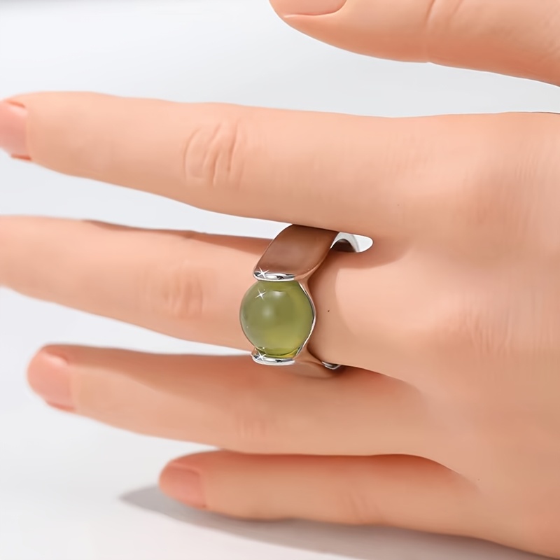 Easy Inlaid Bead Wide Band Women's Ring