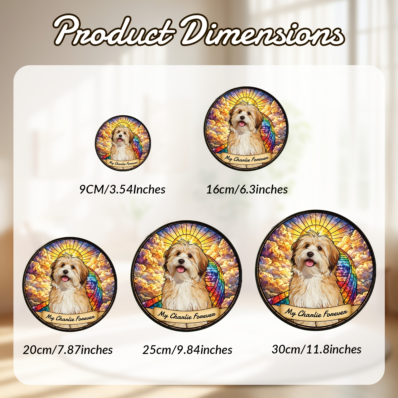 Personalized Dog Portrait Stained Sun Catcher - Custom Pet Memorial Gift with Your Dog' Name & Photo/Text, Suitable for Pet Lovers, Window Hanging Decor for,, or Pet Store Display - Sentimental