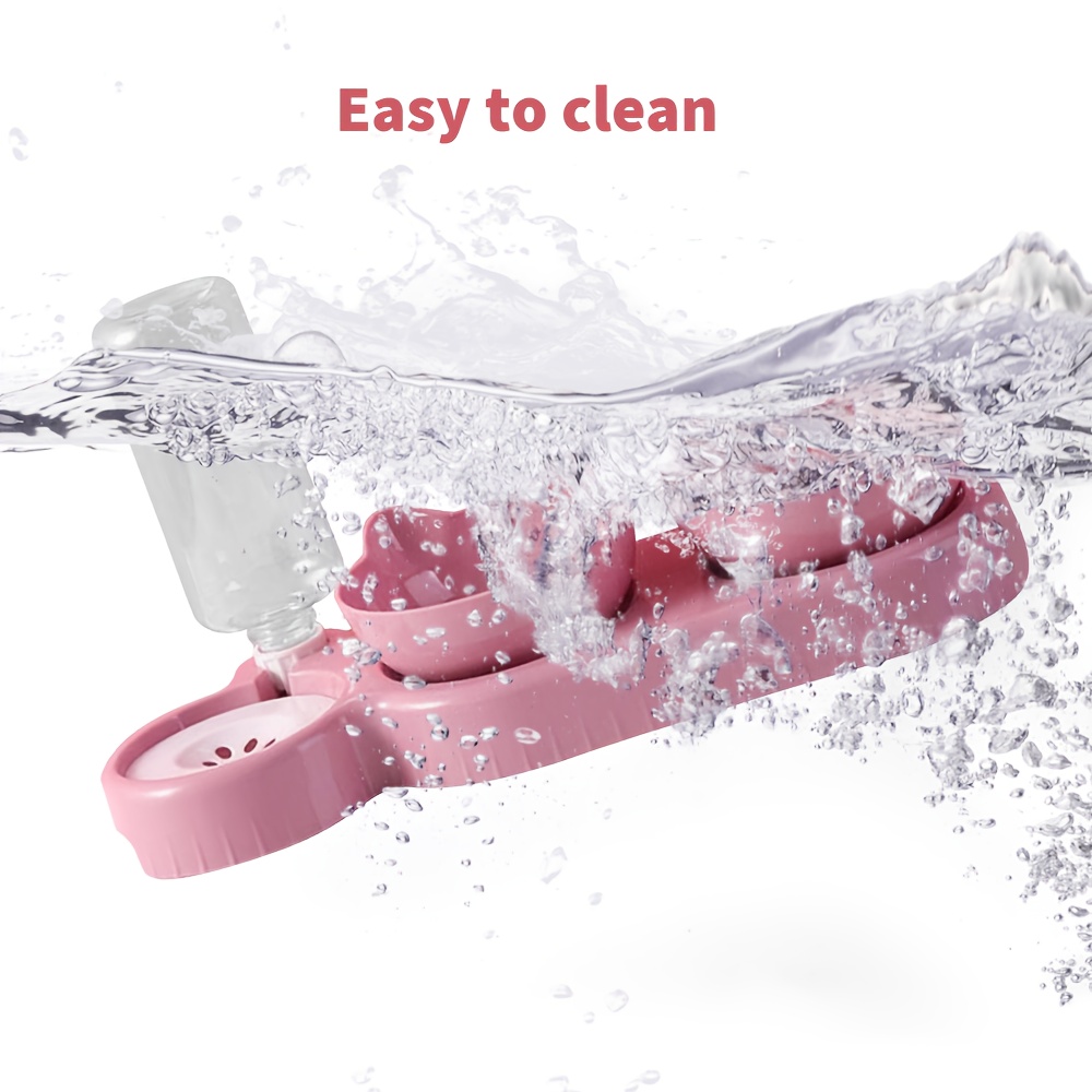 a 3 in 1 pet bowl that   a cat bowl spoon and cup     for food and water this triple cat bowl features a plastic raised dish and an automatic water bottle