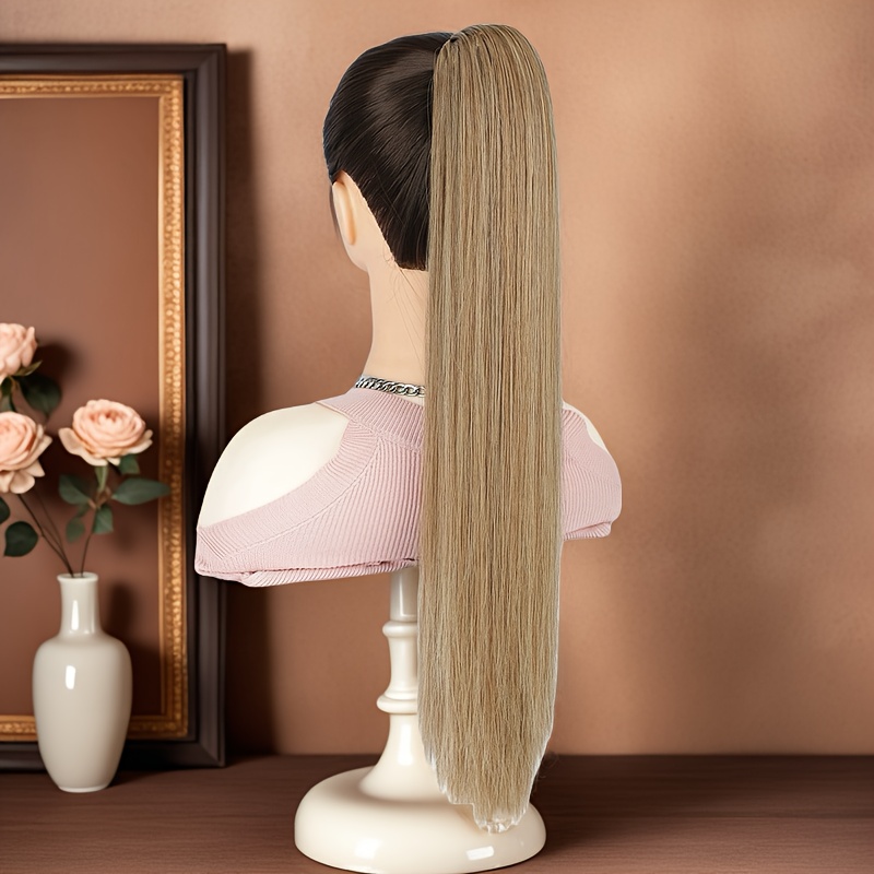 TEMU Fashionable Long Claw Clip Ponytail Straight Hair Wig, Elegant Wig For Volume, Halloween Parties And Christmas, 24 Inches.