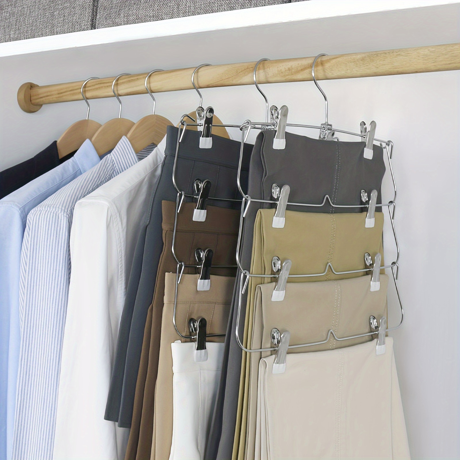 

4-layer Skirt Hanger Set - Metal Construction For Efficient Wardrobe Organization