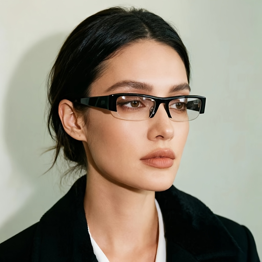 E-shop Eine halbrandlose Business-Brille, Unisex-Brillengestell mit einfarbiger , mit einem stilvollen, schwarzen Gestell, ein professionelles