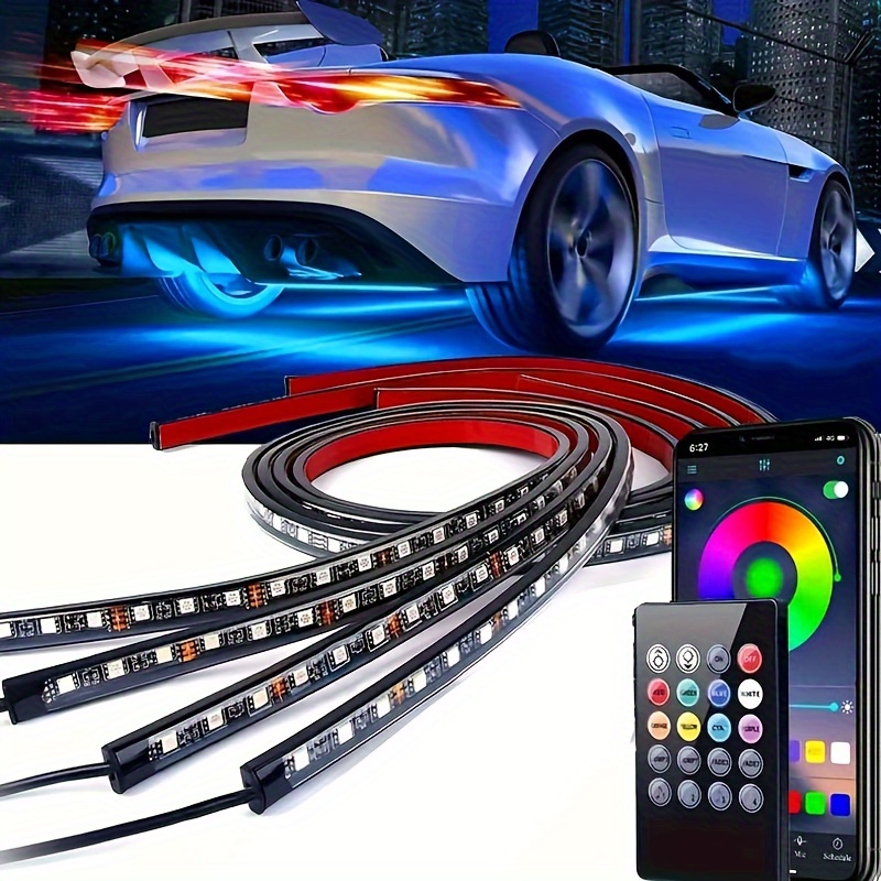 

4pcs 165in Car Strip , Rgb 8 Wireless +app Strips For Car Van Suv , Dc 12v