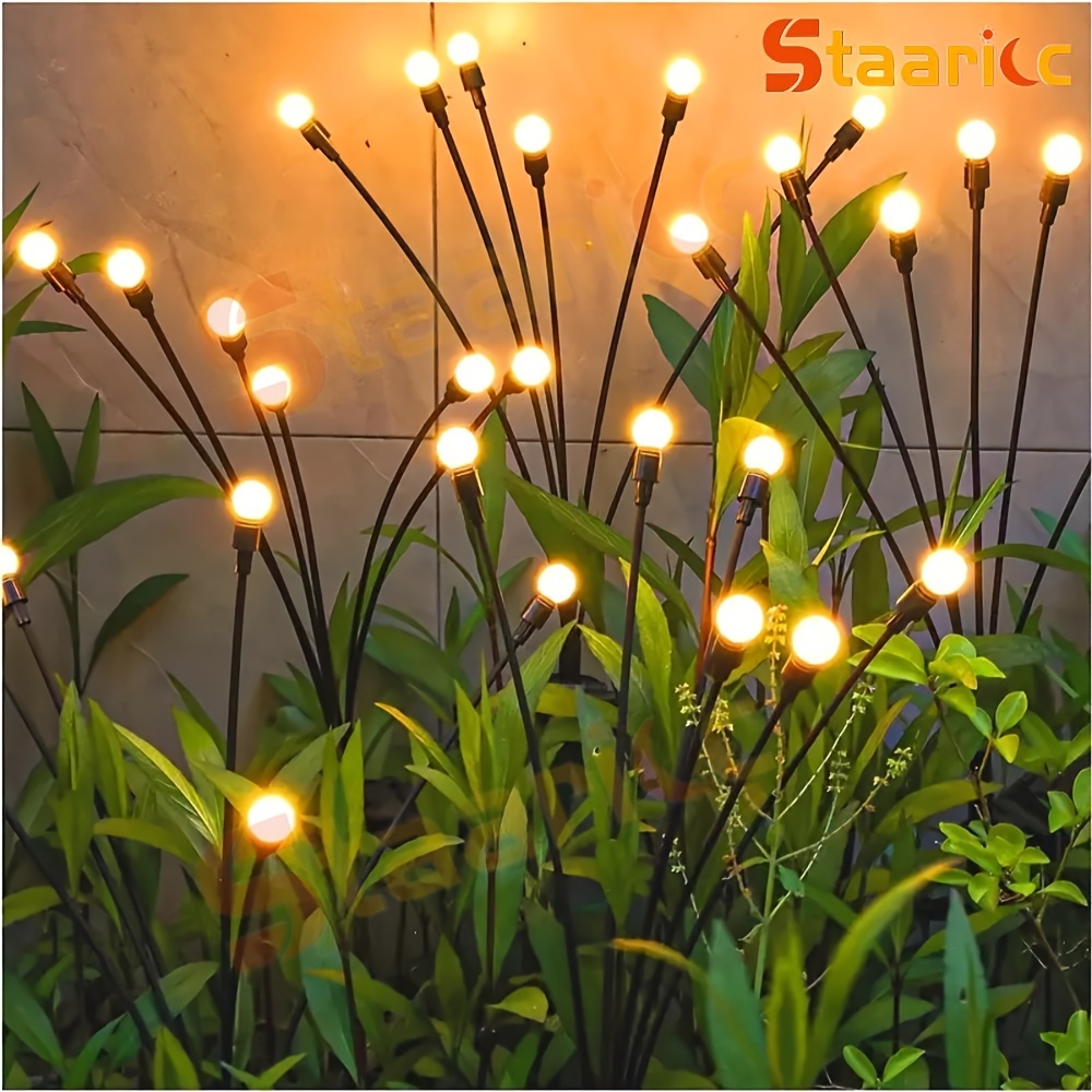 

8/6/2pcs Led Firefly Lights, Warm White Waterproof Solar Lights, Swaying With The Wind For Outdoor Yard Patio Pathway Lawn Decorations, For Halloween Christmas New Year Ramadan Decoration